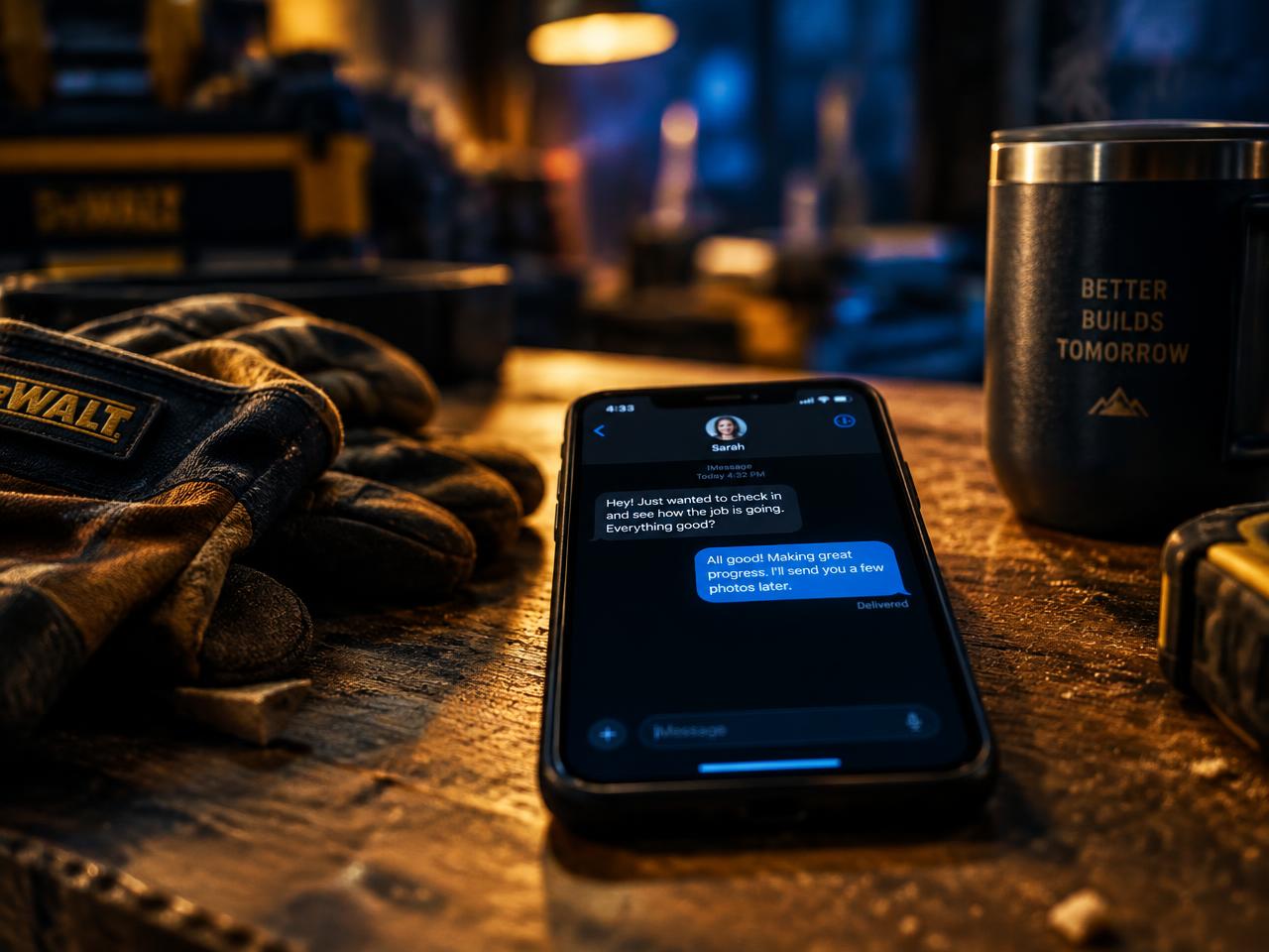 A customer text conversation being answered instantly on a smartphone